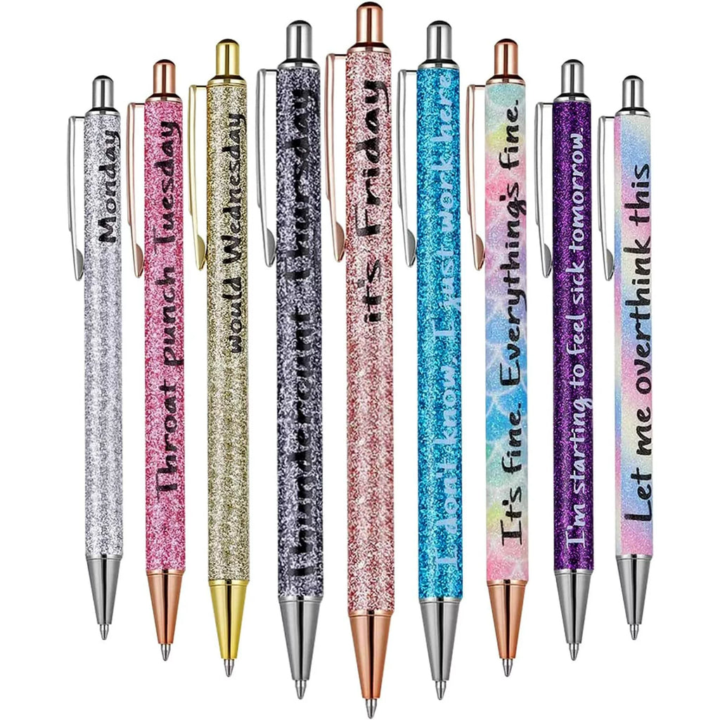 Nylea Funny Pens 9pcs Set - Daily Pen for Office & Coworkers - Fun Quote  Ballpoint Pen - Swear Words Weekend Set Perfect for Work, Office Gifts,  Adult