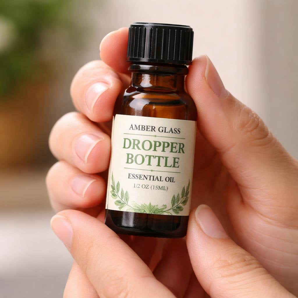 Amber Glass Dropper Bottles, 1/2 oz (1 Dozen)