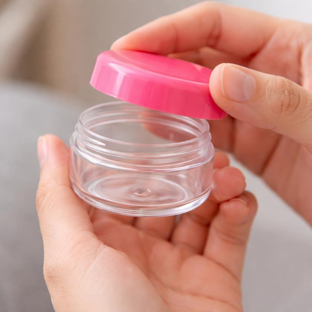 Clear Jar with Pink Cap, 0.15 oz (1 Gross, 144 Pieces)