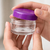 Clear Jar with Purple Cap, 0.15 oz (1 Gross, 144 Pieces)