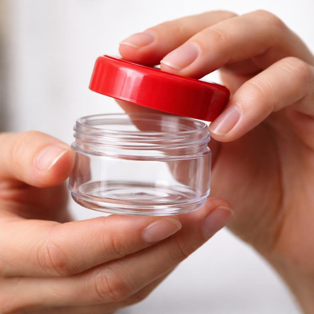 Clear Jar with Red Cap, 0.15 oz (1 Gross, 144 Pieces)