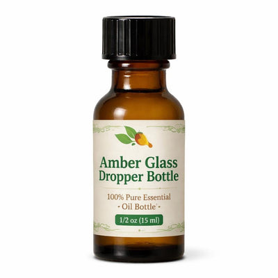 Amber Glass Dropper Bottles, 1/2 oz (1 Dozen)