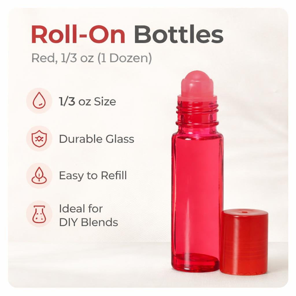 Roll, On Bottles, Red, 1/3 oz (1 Dozen)