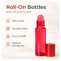 Roll, On Bottles, Red, 1/3 oz (1 Dozen)