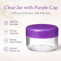 Clear Jar with Purple Cap, 0.15 oz (1 Gross, 144 Pieces)