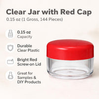 Clear Jar with Red Cap, 0.15 oz (1 Gross, 144 Pieces)