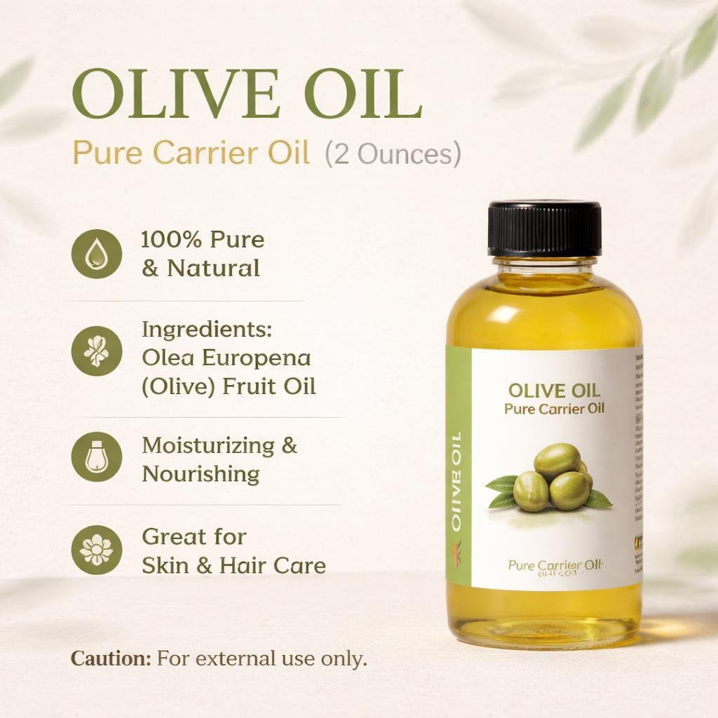 Olive Oil, Pure Carrier Oil (2 Ounces)