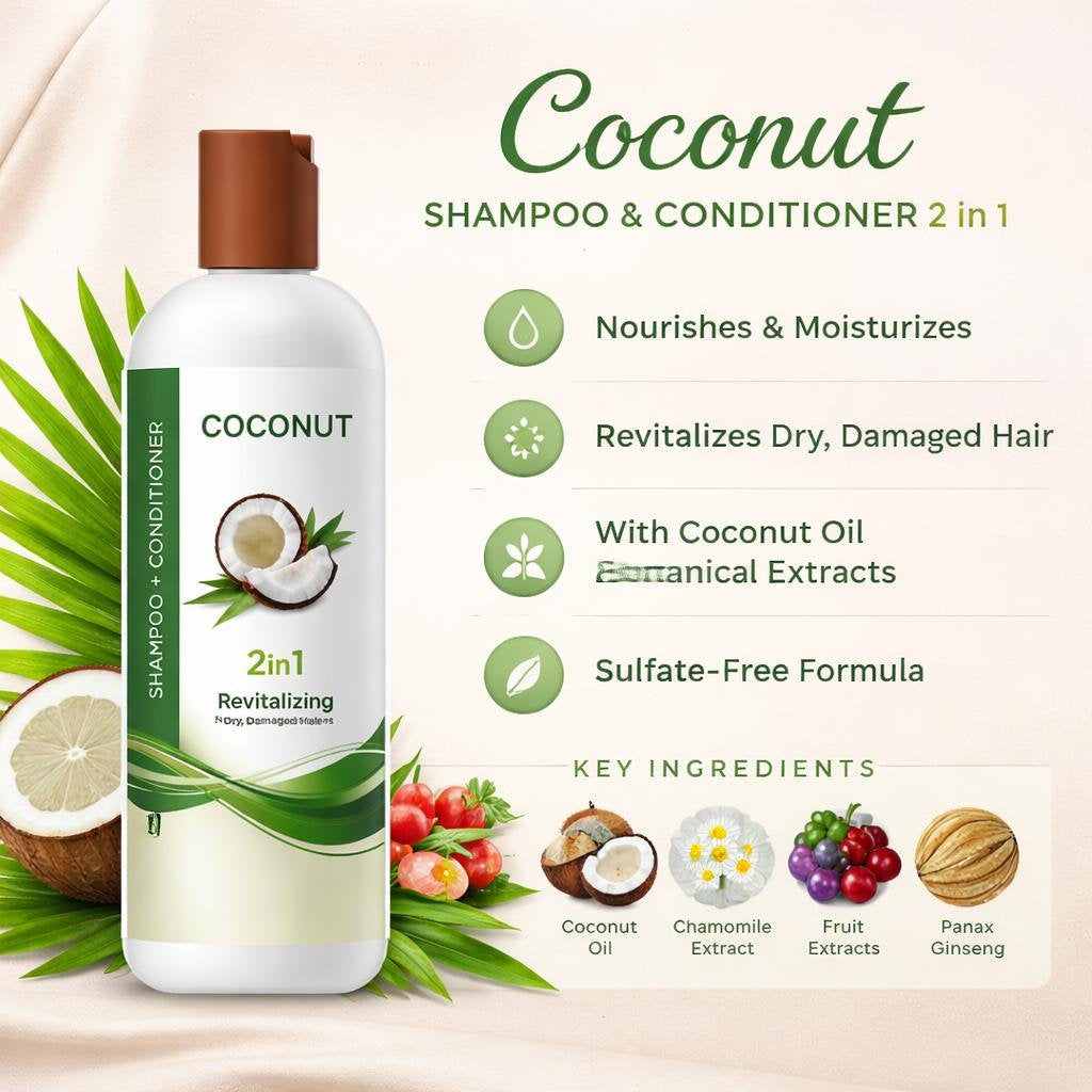 Coconut Shampoo and Conditioner 2 in 1 (16.0 oz)