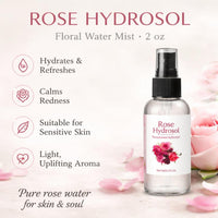 Rose Hydrosol, Floral Water Mist (2 Ounces)