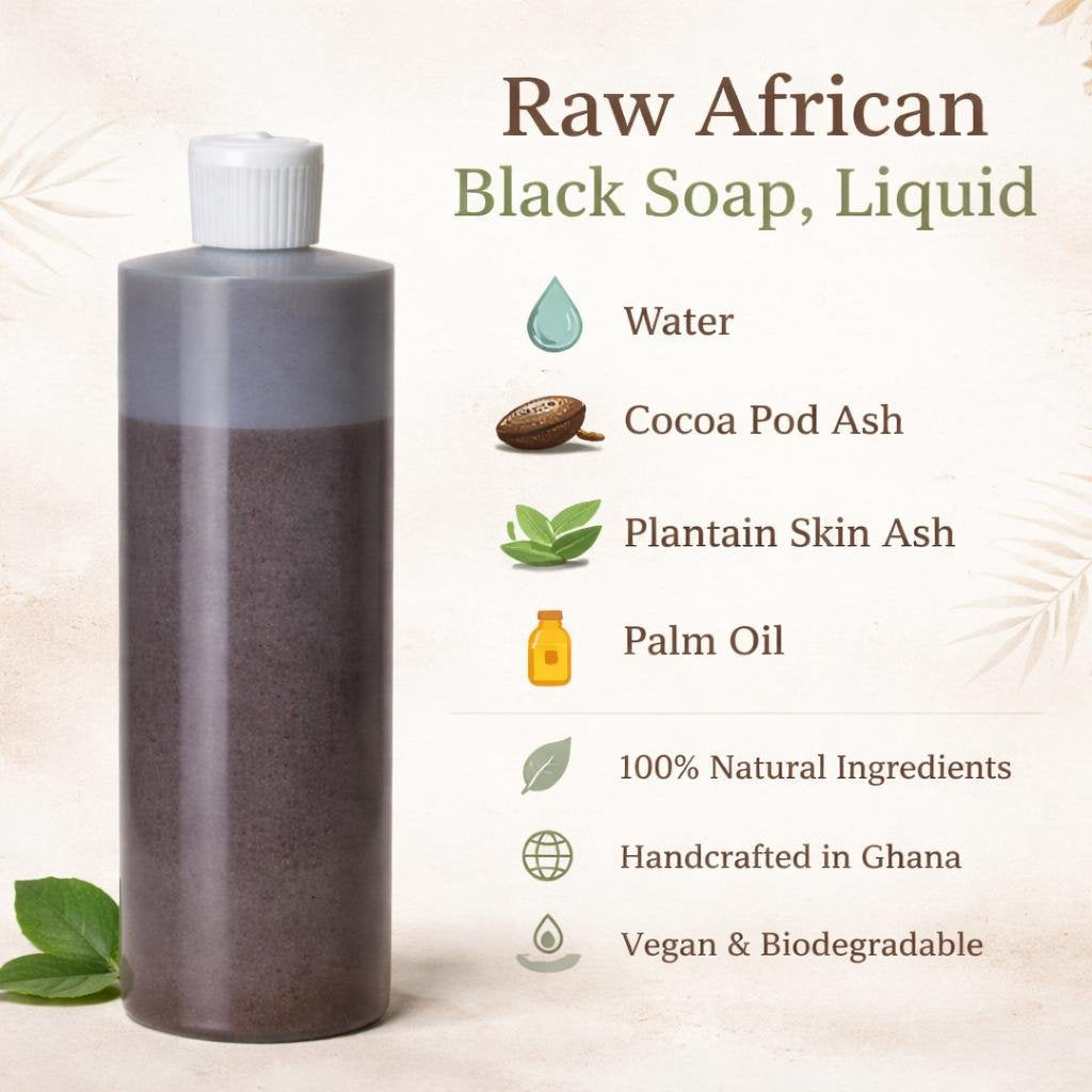Raw African Black Soap, Liquid