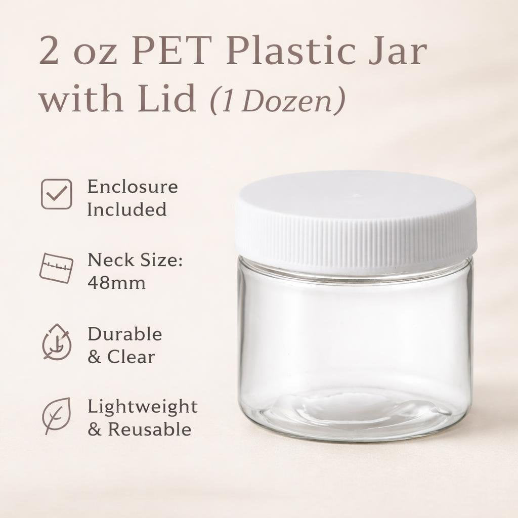 2 oz PET Plastic Jar with Lid (1 Dozen)