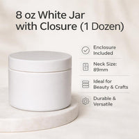8 oz White Jar with Closure (1 Dozen)