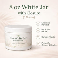 8 oz White Jar with Closure (1 Dozen)