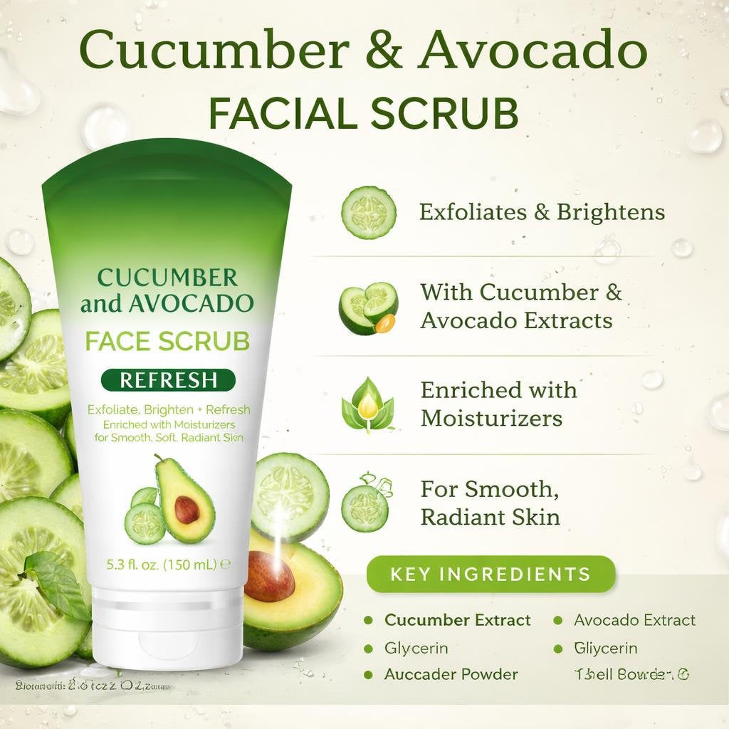 Facial Scrub, Cucumber and Avocado (8.0 oz)