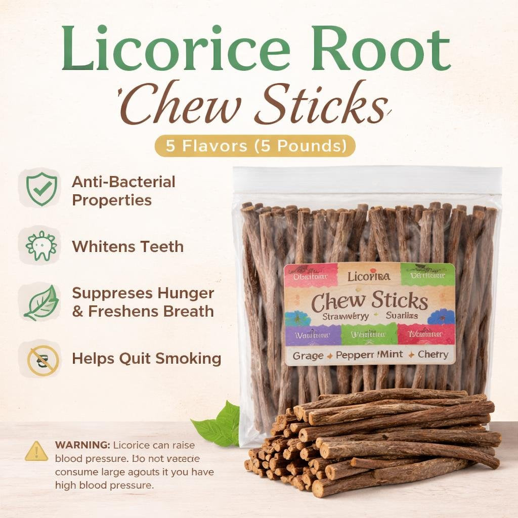 Licorice Root Chew Sticks, 5 Flavors (5 Pounds)