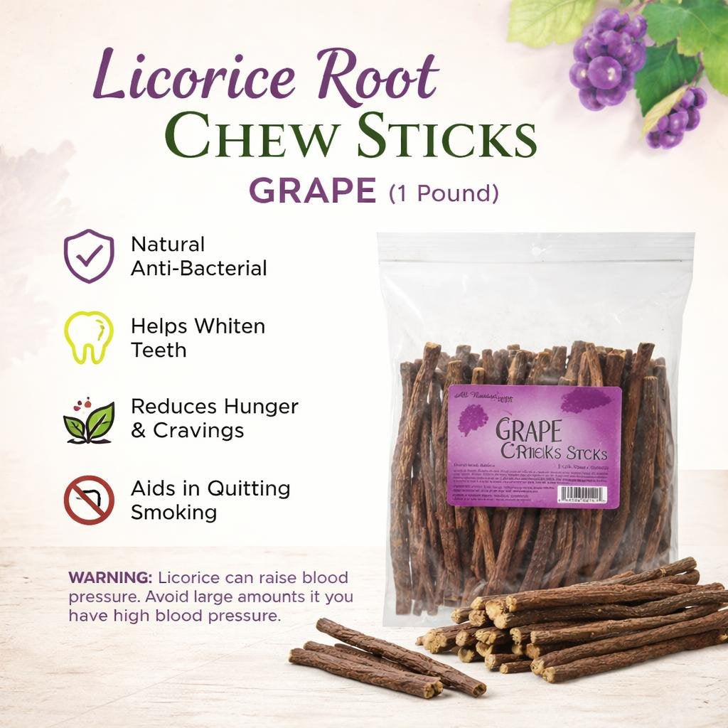 Licorice Root Chew Sticks, Grape (1 Pound)