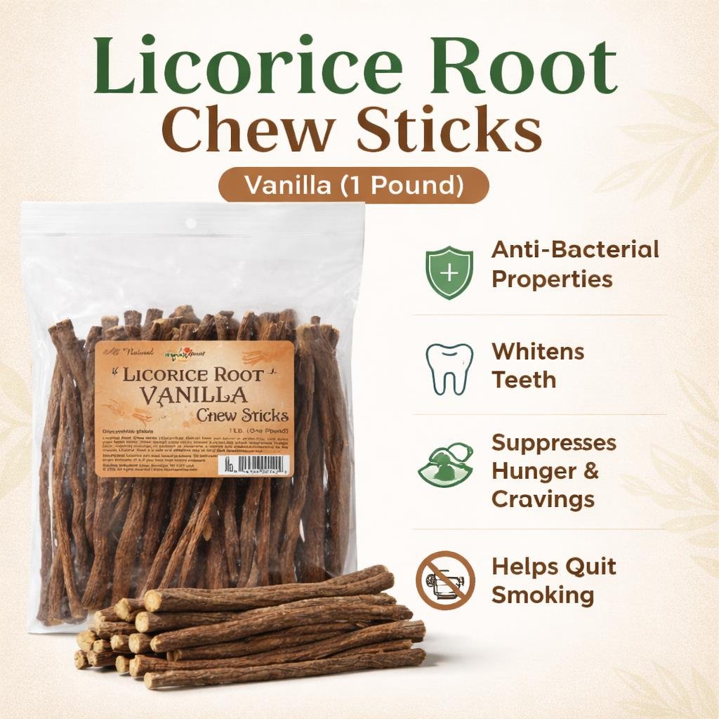 Licorice Root Chew Sticks, Vanilla (1 Pound)