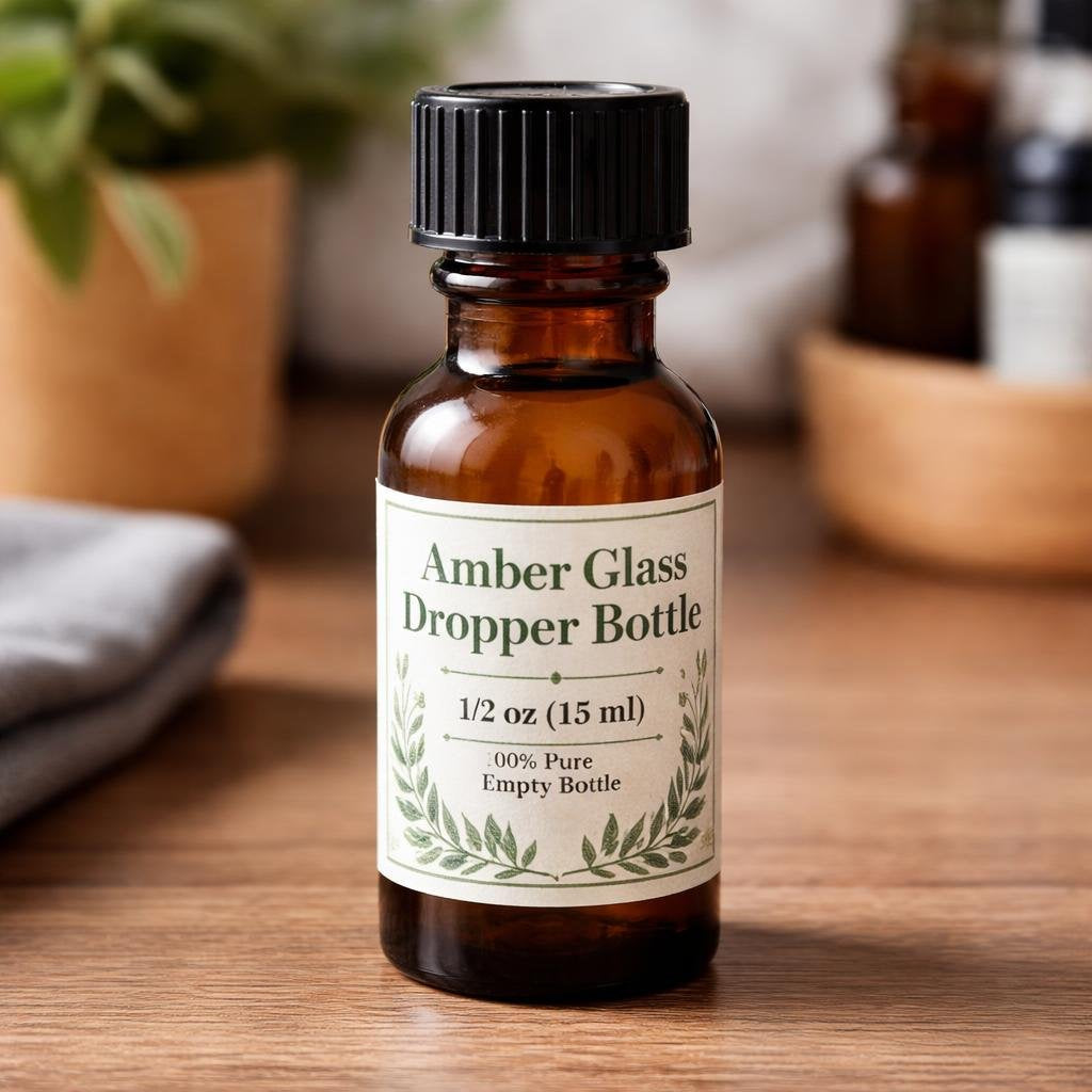 Amber Glass Dropper Bottles, 1/2 oz (1 Dozen)