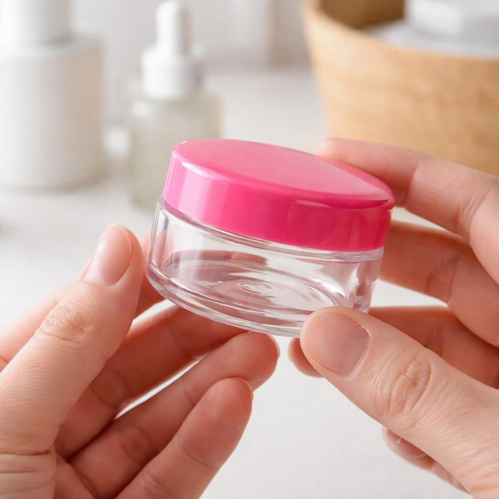 Clear Jar with Pink Cap, 0.15 oz (1 Gross, 144 Pieces)