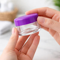Clear Jar with Purple Cap, 0.15 oz (1 Gross, 144 Pieces)