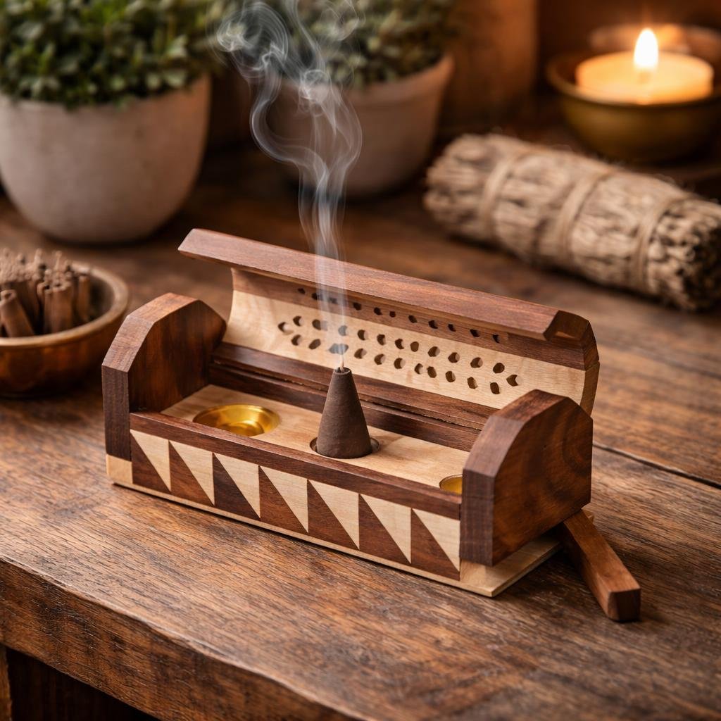 Cone and Joint Wood Incense Holder (0.5 lb)