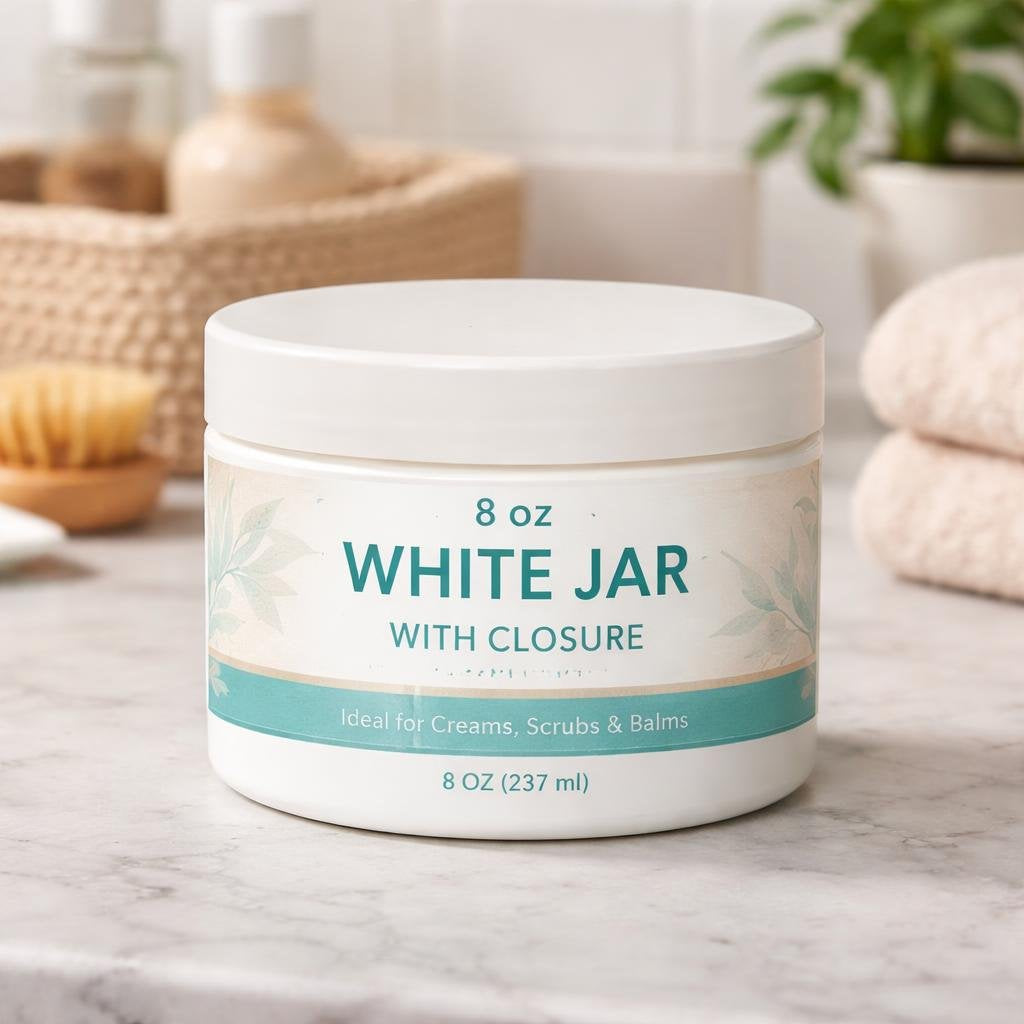 8 oz White Jar with Closure (1 Dozen)