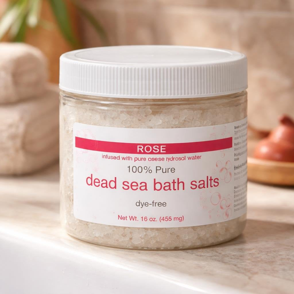 Rose Bath Salt, Dead Sea (1 Pound)
