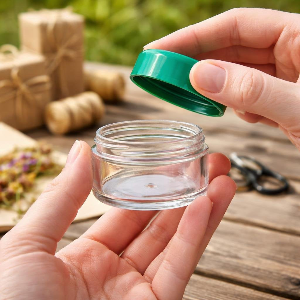 Clear Jar with Green Top, 0.15 oz (1 Gross, 144 Pieces)