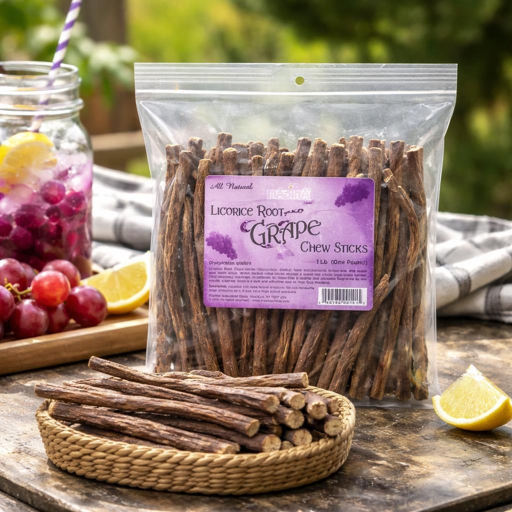 Licorice Root Chew Sticks, Grape (1 Pound)
