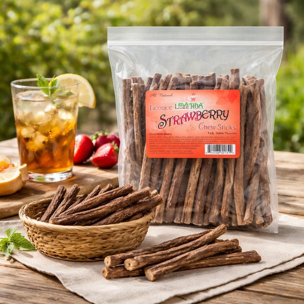 Strawberry Licorice Root Chew Sticks (1 Pound)