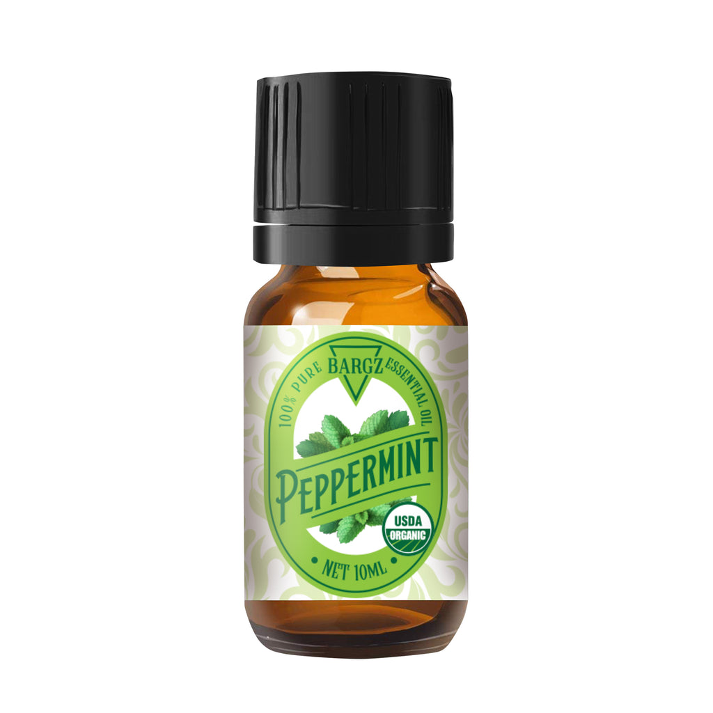 Bargz Peppermint Essential Oil 10ml Glass Amber Bottle - Pure and Natural French Oil for Diffuser, Hair Growth Skin 0.33 Fluid Ounces