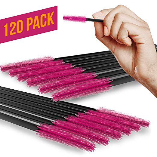 Nylea 120 Pack Disposable Eyelash Curler Brush Set - Mascara Eye Applicator Wand - Eyelash Spoolers Comb Wands Brushes