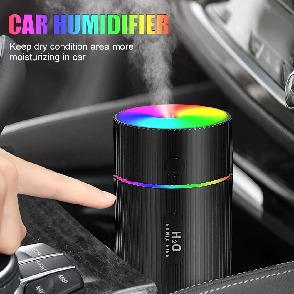 220ML Mini Car Air Humidifier USB Ultrasonic Essential Oil Diffuser Smart Purifier Home Aroma Anion Mist Maker LED Night Light Car Oil Diffuser