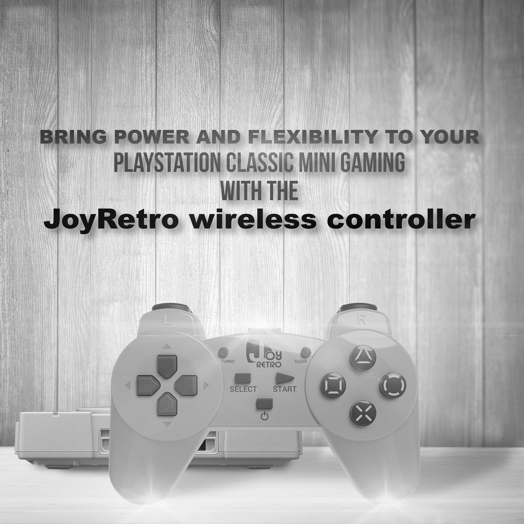 JoyRetro Playstation Video Game Controller [COMPACT & ERGONOMIC - Perfectly Fit the Palms] Turbo Button, Controllers for Sony PlayStation Classic Mini [WIRELESS - PLAY ANYWHERE]