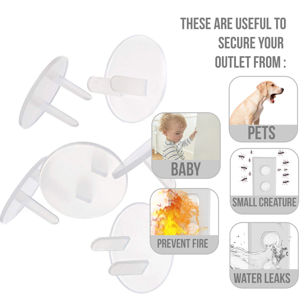 Tiny Patrol Clear Outlet Covers Babyproofing, Safe and Secure Electric Plug Protectors, Childproof Socket Covers for Home and Office Easy Install Protect Toddlers and Babies 15 Count