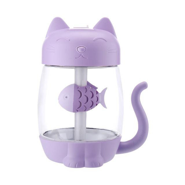 3 in 1 350ML USB Cat Air Humidifier Ultrasonic Cool-Mist Adorable Mini Humidifier With LED Light Mini USB Fan for Home office