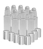 8 Pack - Essential Oil Roller Bottles [Metal Chrome Roller Ball] 10ml Refillable Glass Color Roll On for Fragrance Essential Oil (Clear Frosted) Oil BargzOils 