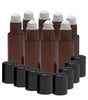 8 Pack - Essential Oil Roller Bottles [PLASTIC ROLLER] 10ml Refillable Glass - Amber Oil BargzOils 