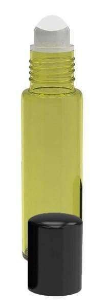 8 Pack - Essential Oil Roller Bottles [PLASTIC ROLLER] 10ml Refillable Glass Color Roll On for Fragrance Essential Oil - Metal Chrome Roller Ball - 10 ml 1/3 oz Yellow Oil BargzOils 