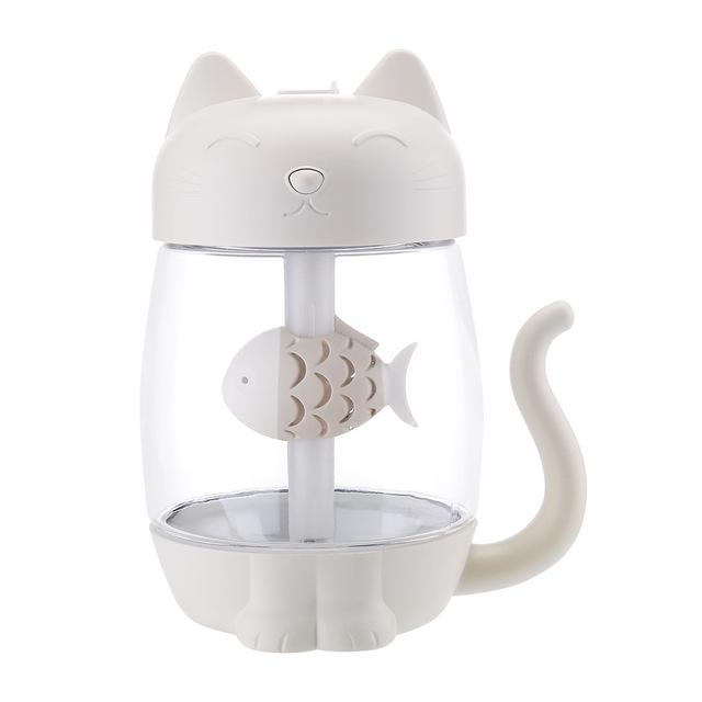 3 in 1 350ML USB Cat Air Humidifier Ultrasonic Cool-Mist Adorable Mini Humidifier With LED Light Mini USB Fan for Home office