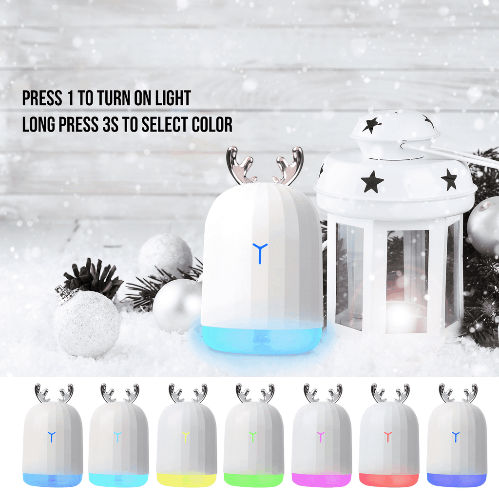 220ML Ultrasonic Deer Air Humidifier Aroma Essential Oil Diffuser for Home Car USB Fogger Mist Maker with LED Night Lamp Oil Diffuser BargzOils 
