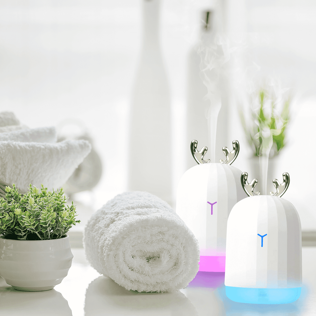 220ML Ultrasonic Deer Air Humidifier Aroma Essential Oil Diffuser for Home Car USB Fogger Mist Maker with LED Night Lamp Oil Diffuser BargzOils 