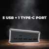 Ortz PS5 USB Hub, PS5 Accessories USB Expansion Adapter with 4 USB 2.0 Hubs, 1 USB Charging Port and Type C 3.1 Port, Support Highspeed Connection Plug and Play 5 in 1 Black