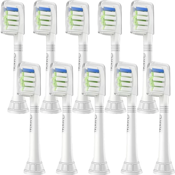 10 Pack Replacement Toothbrush Heads for Philips Sonicare Diamond Clean, White, Pack of 10