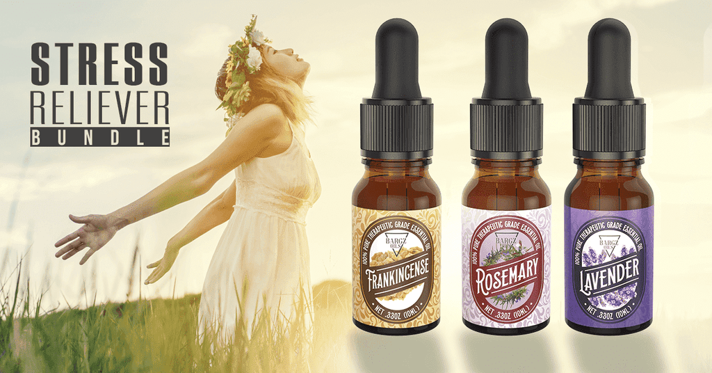3 Pack Essential Oil Set [FRANKINCENSE, ROSEMARY, LAVENDER] - Glass Amber Bottle Organic Pure Therapeutic French for Diffuser, Aromatherapy, Headache, Pain, Sleep-Perfect For Candles Massage 10ml Oil BargzOils 