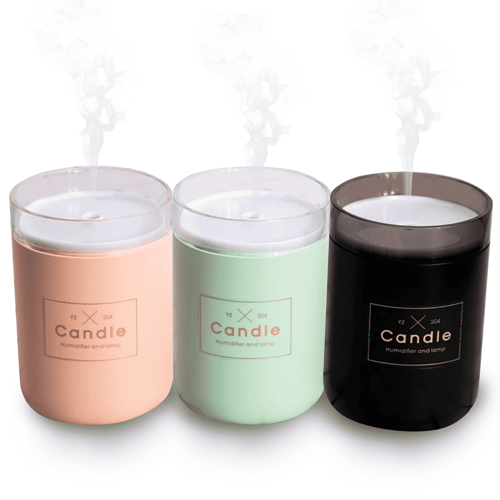 280ML Ultrasonic Air Humidifier Candle Romantic Soft Light USB Essential Oil Diffuser Car Purifier Aroma Anion Mist Maker Oil Diffuser BargzOils 1-Green 