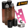 Essential Oil Roller Bottles [Metal Chrome Roller Ball] Oil BargzOils 4 -Pack 