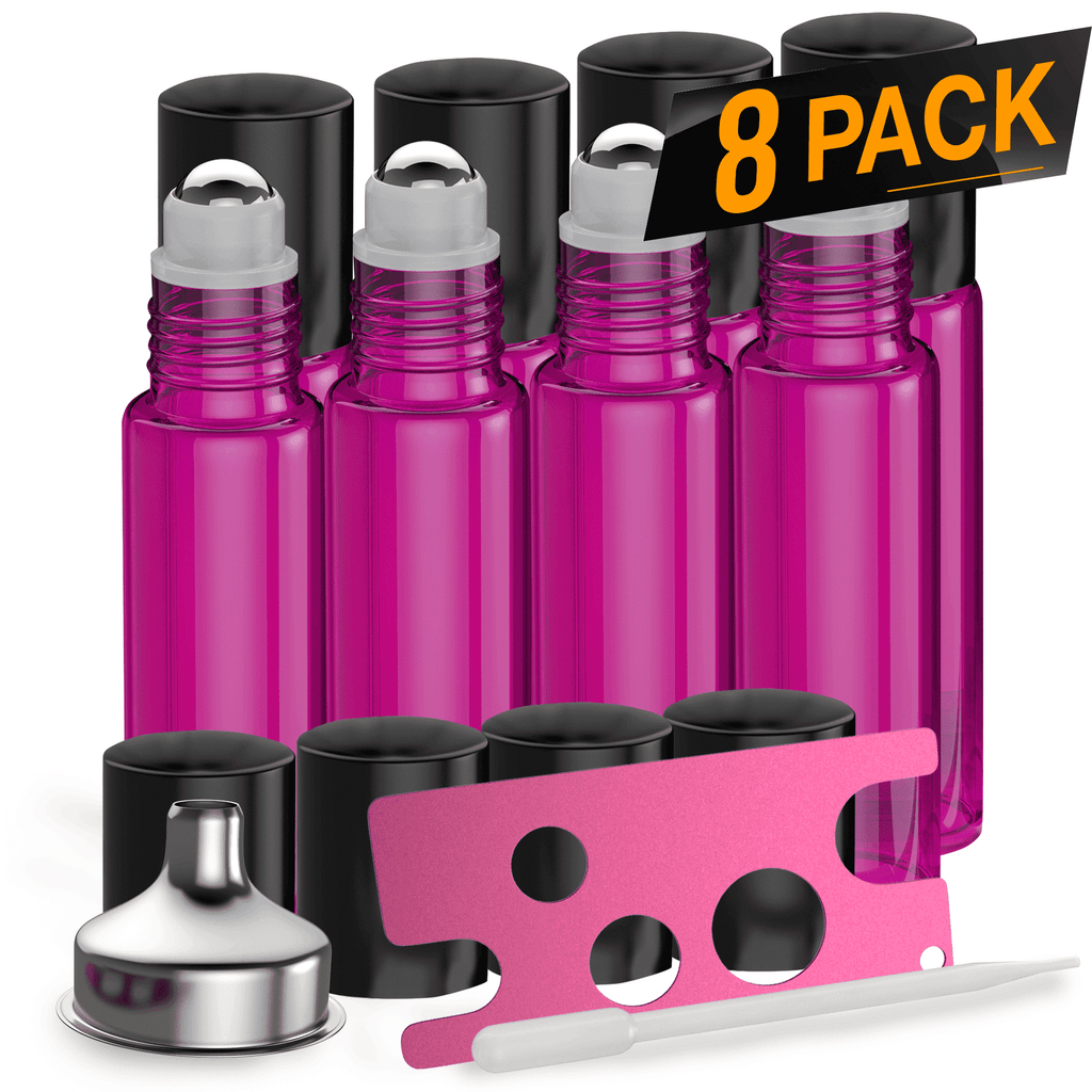 Essential Oil Roller Bottles [Pink Bottle] Oil BargzOils 8 -Pack 
