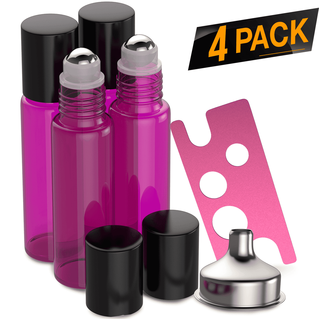 Essential Oil Roller Bottles [Pink Bottle] Oil BargzOils 4 -Pack 