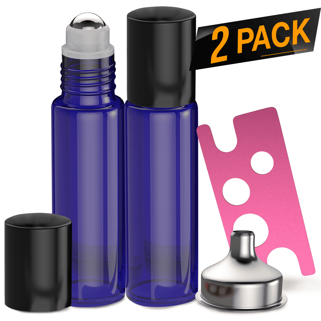Essential Oil Roller Bottles [Blue Bottle] Oil BargzOils 2-Pack 